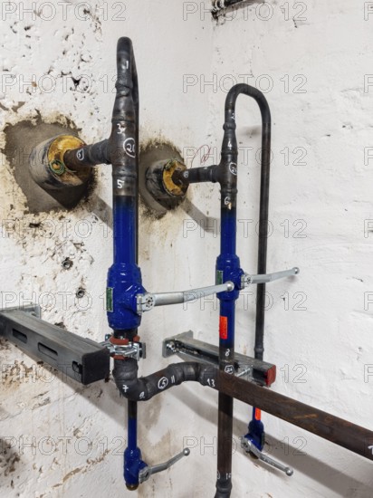 District heating transfer station in a cellar in Düsseldorf, Germany