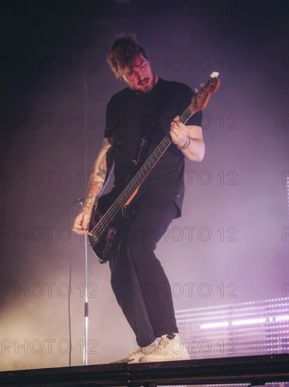 Bass player Pascal Theisen from Emil Bulls live on X-Mas Bash Tour 2025 at Huxley's New World in Berlin on 05.12.2025