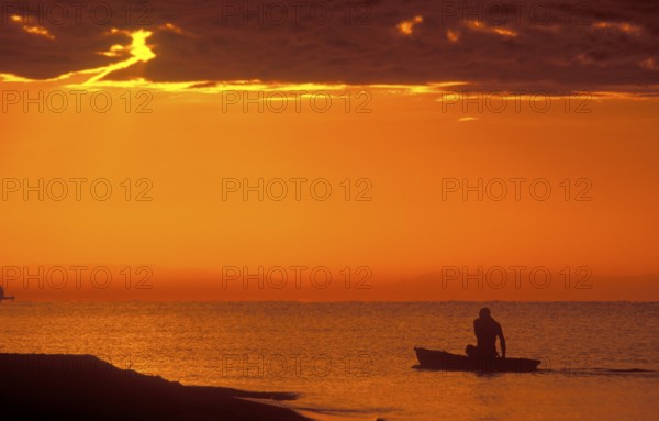 Sunrise over Lake Malawi near Kande, Malawi, Africa, July 2000, vintage, retro, old, historic
