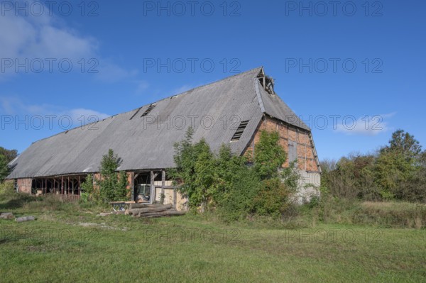 Historic barn from 1923 on Gut Othenstorf, Othenstorf, Mecklenburg-Western Pomerania, Germany