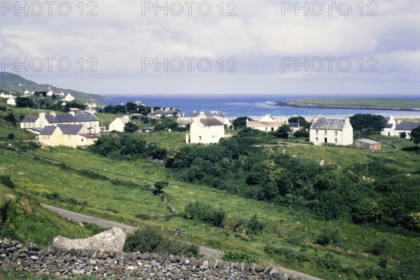 Houses at coastal village of Portnoo, Narin beach, County Donegal, Ireland 1969