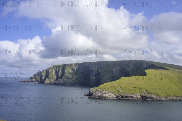 View of blue sea and cliffs from Portacloy Loop Cliff Walk, Muingnabo, County Mayo, Ireland