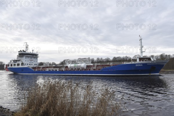 Tanker DONIA sails in the Kiel Canal, NOK, Kiel Canal, Kiel Canal, Schleswig-Holstein, Germany