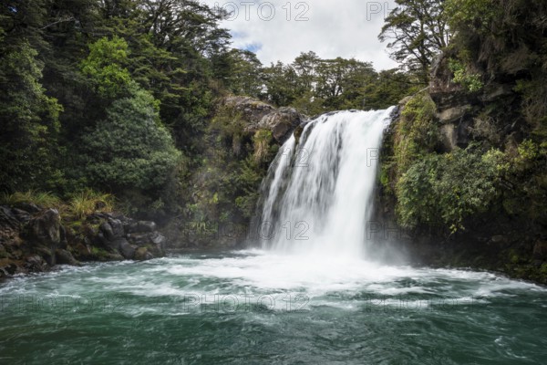 Waterfall Tawhai Falls (Gollum's Pool), location of the film trilogies The Lord of the Rings. Tongariro National Park, North Island, New Zealand