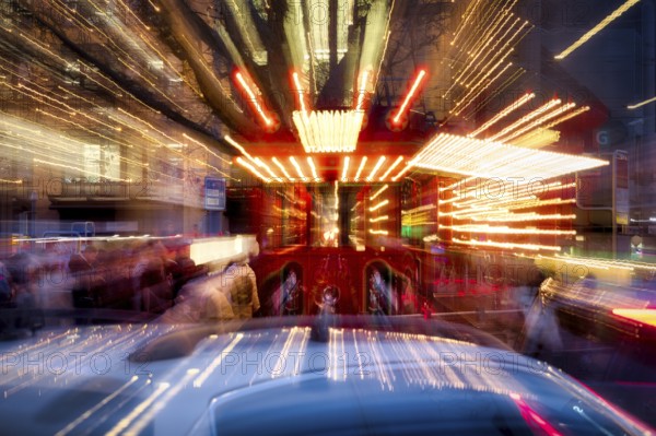 Zurich fairy tale tram with light trails, tram as fairy tale, Zurich, Canton of Zurich, Switzerland