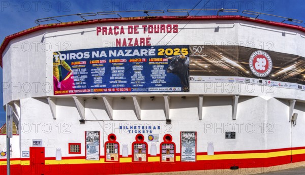 Cash boxes at the entrance to the bullring in Nazare, Portugal