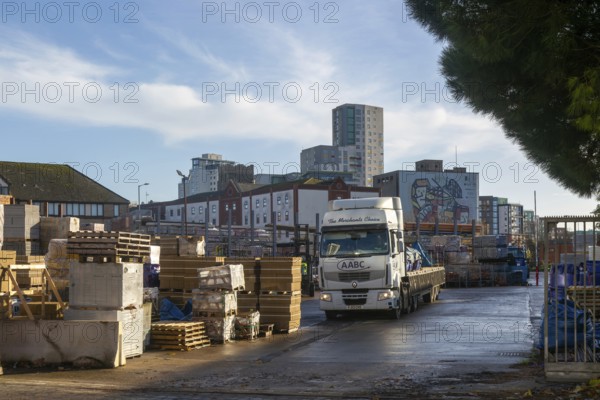 AABC Group The Merchants Choice truck lorry vehicle, Jewson Greyfriars Road timber yard, Ipswich, Suffolk, England, UK