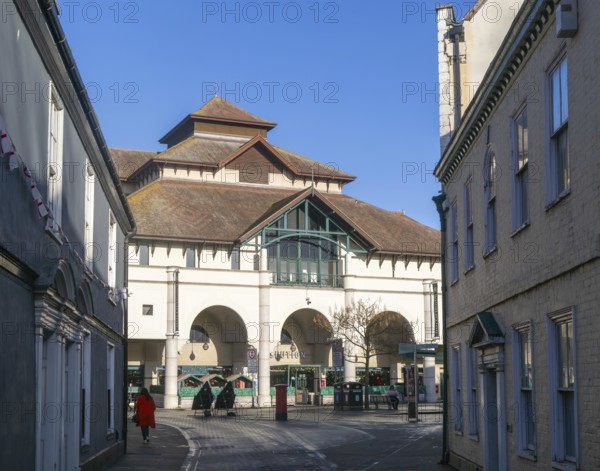 Modern architecture Buttermarket shopping centre, town centre Ipswich, Suffolk, England, UK built 1992 architect Building Design Partnership