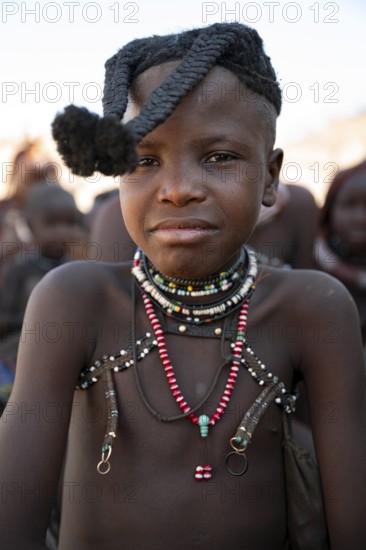 Portrait, Himba girl, traditional Himba village, Kaokoveld, Kunene, Namibia