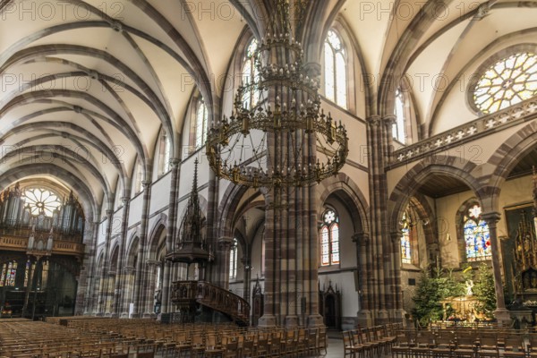 Interior view, Church of St. Peter and Paul, Obernai, Alsace, Bas-Rhin Department, France