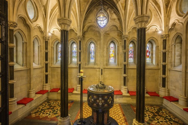 Christchurch Cathedral side chapel with baptismal font, Dublin, County Dublin, Ireland