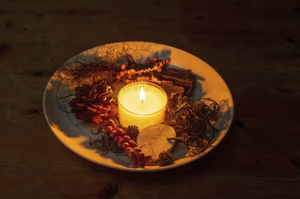 Advent decoration burning candle, Zug, Switzerland