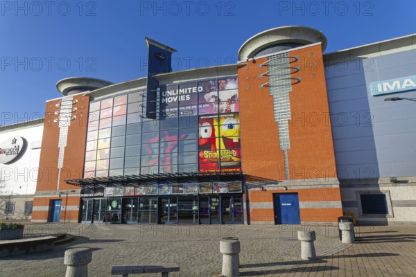 Cineworld multiplex cinema modern leisure development buildings, Cardinal Park, Ipswich town centre, Suffolk, England, UK