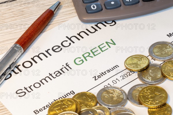 Close-up of a symbolic electricity bill