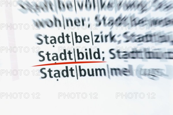 Close-up of the term STADTBILD (cityscape) in the Duden dictionary