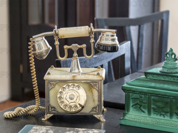 Old antique telephone with dial