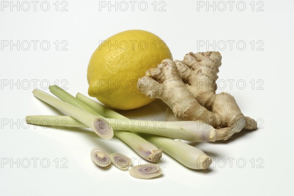 Ginger, ginger root and lemongrass, lemon