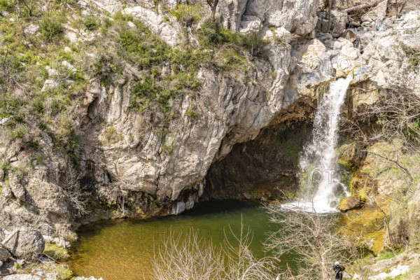 The Drymonas Waterfall on the island of Euboea or Evia, Greece