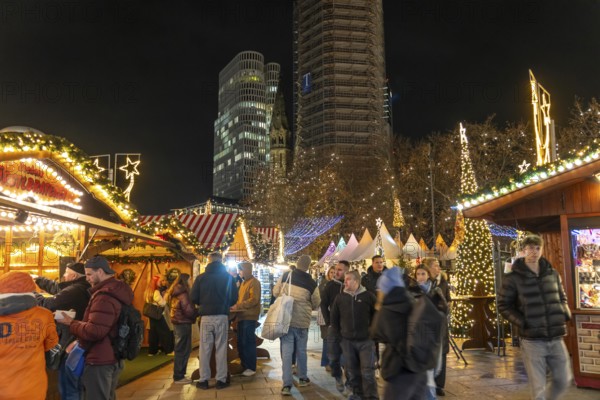 Christmas market on Breitscheidplatz, at the Memorial Church, Christmas decoration, light decoration, in Berlin, Germany