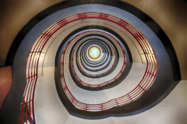 Interior view, staircase, round, Sprinkenhof office building, Free and Hanseatic City of Hamburg, Germany