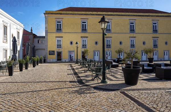 Courtyard of the Cidadele de Cascais Artists' Farm in Forte de Nossa Senhora da Luz de Cascais, Portugal