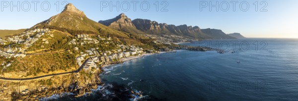 Cityscape, Aerial View, Ocean and Clifton Beach, Camps Bay and Lion's Head, Cape Town, South Africa