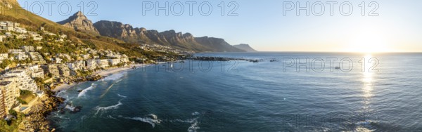Cityscape, Aerial View, Ocean and Clifton Beach, Camps Bay, Cape Town, South Africa