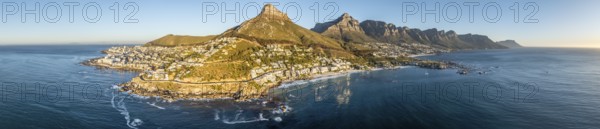 Cityscape, Aerial View, Ocean with Bantry Bay, Clifton Beach, Camps Bay and Lion's Head, Cape Town, South Africa