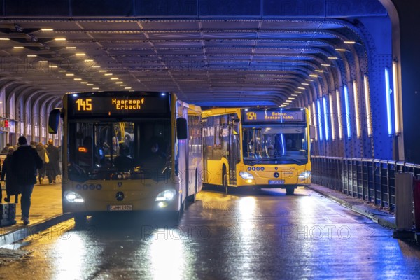 The main train station in Essen, bus station, am Europaplatz, pedestrian crossing, traffic light, North Rhine-Westphalia, Germany