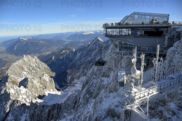 Mountain station of the cable car to the Zugspitze (2962 m), German side, Grainau municipality, Garmisch-Partenkirchen district, Bavaria, Germany