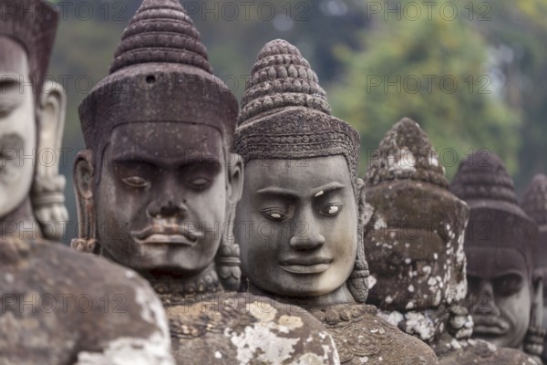54 demons on the bridge at the south gate of Angkor Thom (Hindu myth of the Cherry of the Milk Ocean), UNESCO World Heritage Site, Angkor Wat, Siem Reap, Cambodia