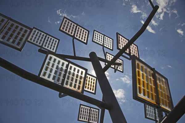 Solar-tree in the Ulm residential area solar city, Ulm, Baden-Wurttemberg, Germany