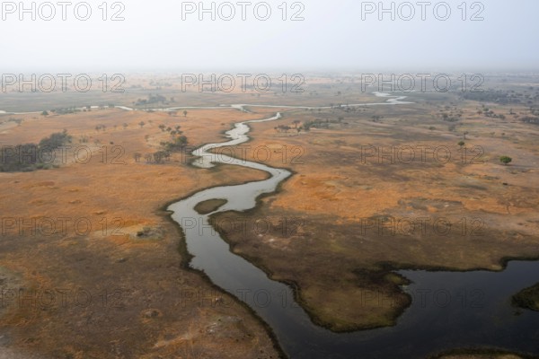 Wetland, landscape, aerial view of the Okavango Delta, near Maun, Okavango Delta, Botswana