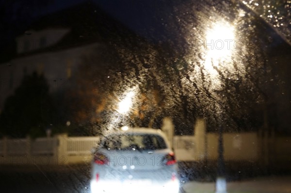 Car traffic at night in a big city, November, Germany