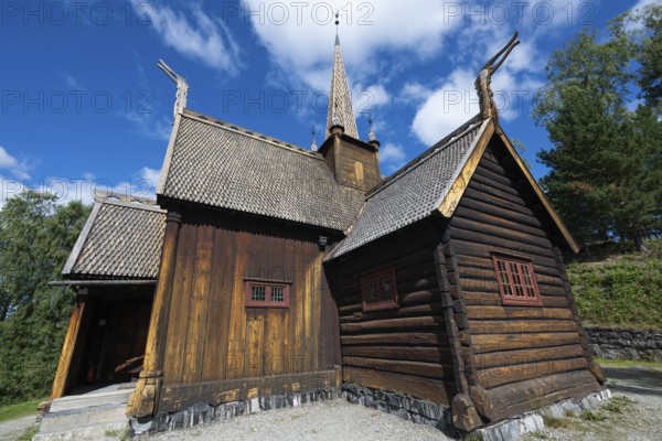 Garmo Stave Church, Maihaugen open-air museum with houses and objects from farms in Gudbrandsdal, Lillehammer am Mjøsa Lake, Innlandet Municipality, Norway