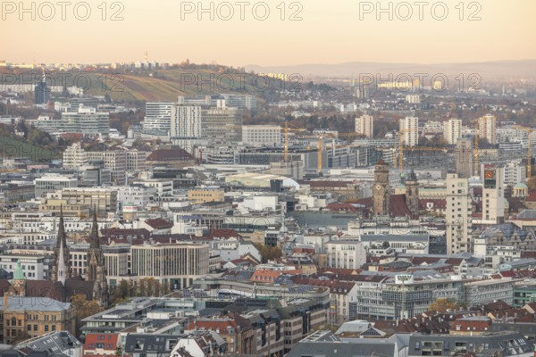 City view from Haigst down to the valley and city center Stuttgart Germany