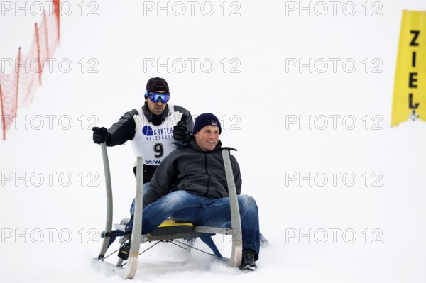 Horn sled racing, Waldau, Black Forest, Baden-Württemberg, Germany