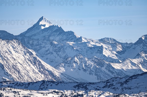 Grossglockner summit in winter, view from Hohe Salve, Tyrol, Austria