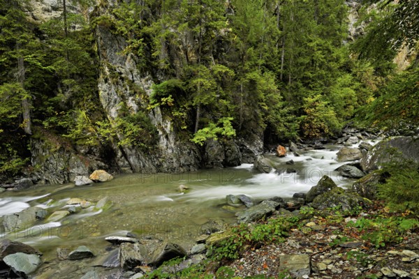 Diosaz mountain river in the gorge, Gorges de la Diosaz, Les Houches, Chamonix-Mont-Blanc, Haute-Savoie, France