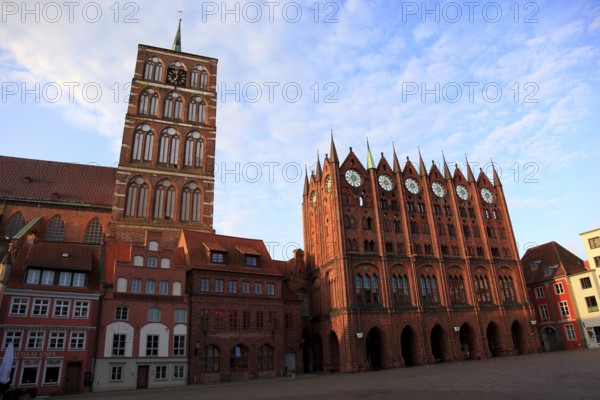 St. Nicholas Church and Town Hall in the Old Town, Stralsund, Hanseatic City of Stralsund, Vorpommern-Rügen District, Mecklenburg-Western Pomerania, Germany