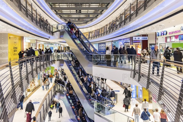 Königsbau Passagen shopping center. Interior view with people. Stuttgart, Baden-Württemberg, Germany