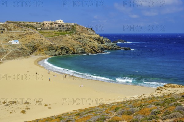 Mykonos, Cyclades, Greece - Fokos Beach, small settlement with sandy beach in the north of the island