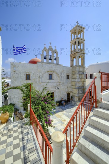 Ano Mera, Mykonos, Cyclades, Greece - The Panagia Tourliana monastery is the center of Ano Mera. The 16th century men's convent on the village square in the interior of the island is now a tourist attraction much visited by tourists