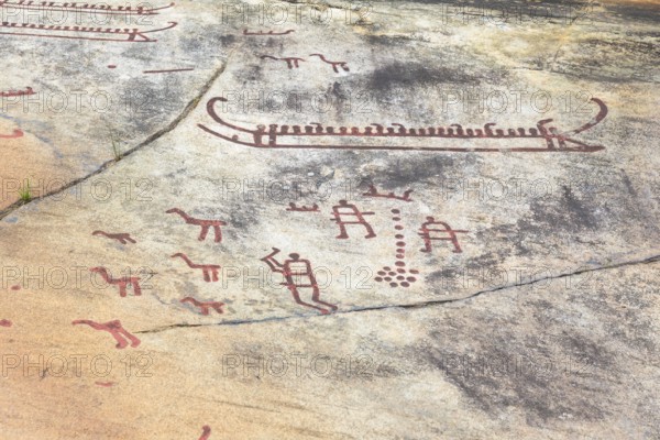Historic rock carvings of Tanum, here at the Vitlycke site, figurative depiction from the Bronze Age, UNESCO World Heritage Site, Tanum, Västra Götalands län, Sweden