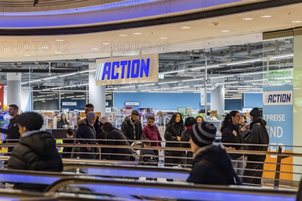 Action, Dutch non-food discounter with more than 3000 branches in 13 European countries. Bargain market at Königsbau Passagen shopping center in Stuttgart, Baden-Württemberg, Germany