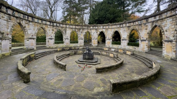 Memorial in memory of for in honor of the dead from the wars In the Wittringer Wald recreation area, Gladbeck, North Rhine-Westphalia, Germany