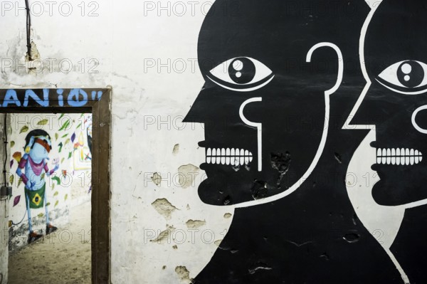 Street art, graffiti, MAUSA VAUBAN, Museum of Urban Art and Street Art, Vauban Fortress Neuf-Brisach, UNESCO World Heritage Site, Haut-Rhin Department, Alsace, France