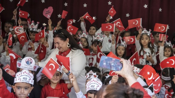 Children celebrate the 102nd anniversary of the Republic Day of Turkey, a national holiday commemorating October 29, 1923, when Mustafa Kemal Atatürk proclaimed the foundation of the Republic of Turkey. Gaziantep, Turkey – October 29, 2025, Gaziantep, Gaziantep, Turkey
