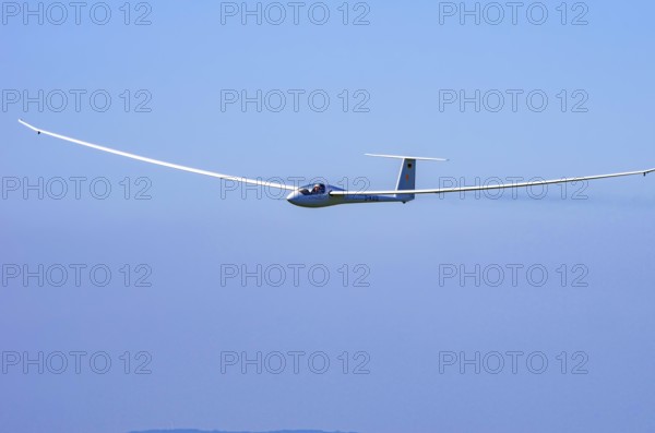 A Schempp-Hirth Nimbus 4M motor glider, D-KAOL registration, during a screening as part of an air show at the Rossfeld Air Sports Association on Rossfeld in Metzingen-Glems, Baden-Württemberg, Germany, for editorial use only