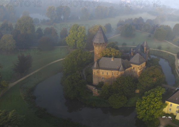 Aerial view of Linn Krefeld Castle, North Rhine-Westphalia, Germany